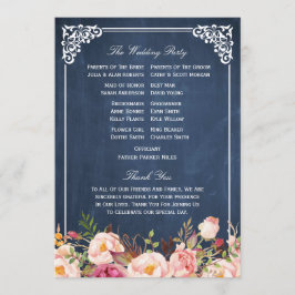 (Terug) Floral Chalkboard DIY Huwelijksprogramma F Programmakaart