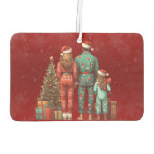 Terug Gezicht op familie van drie in Kerstmis PJ's Luchtverfrisser (Achterkant)