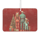 Terug Gezicht op familie van drie in Kerstmis PJ's Luchtverfrisser (Voorkant)