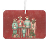 Terug Gezicht op familie van vier in Kerstmis PJ's Luchtverfrisser (Achterkant)