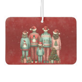 Terug Gezicht op familie van vier in Kerstmis PJ's Luchtverfrisser (Voorkant)