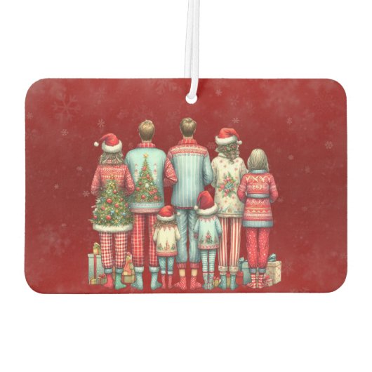 Terug Gezicht op familie van zeven in Kerstmis PJ' Luchtverfrisser (Achterkant)