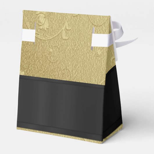 Terug, gouden damast bruiloft bedankdoosjes (Achterkant)