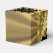 Terug, gouden fleur de lys bruiloft bedankdoosjes (Achterkant)