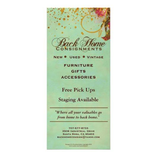 Terug Home-zendingen Aangepaste rackkaarten Reclamekaart (Achterkant)