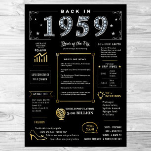 Terug in 1959 Printable Poster, 1959 Verjaardagste Poster