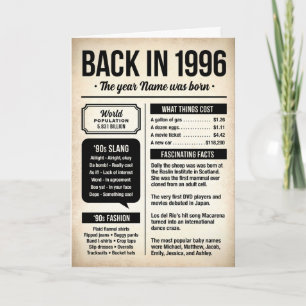Terug in 1996, 30e verjaardag Leuke weetjes kaart
