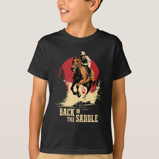 Terug in het zadel - Paardenrennen T-shirt (Voorkant)