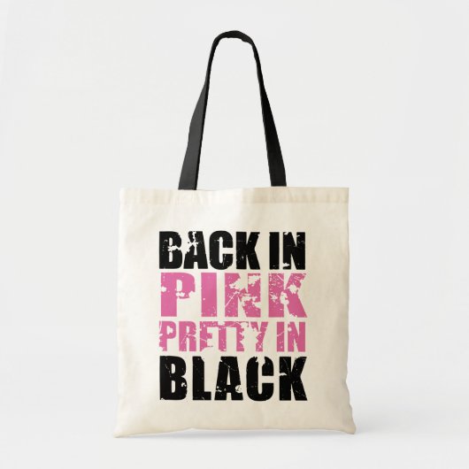 Terug in roze in zwart tote bag (Voorkant)