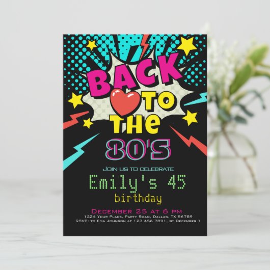 Terug naar 80's, de Uitnodiging van de Partij van  (Staand voorkant)