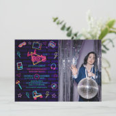 Terug naar 80s Retro Neon Verjaardag Fotofeest Kaart (Staand voorkant)