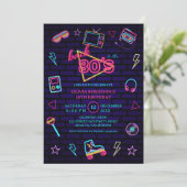 Terug naar 80s Retro Neon Verjaardagsfeest Kaart (Staand voorkant)