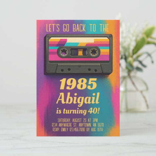 Terug naar 80's Vintage Verjaardagsuitnodiging Kaart (Staand voorkant)