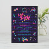 Terug naar 90s Retro Neon Verjaardagsfeest Kaart (Staand voorkant)