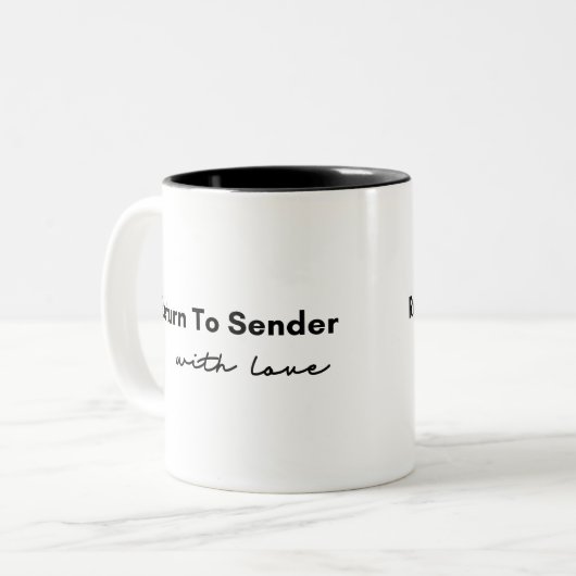 Terug naar Afzender met Liefdesquote Tweekleurige Koffiemok (Voorkant links)