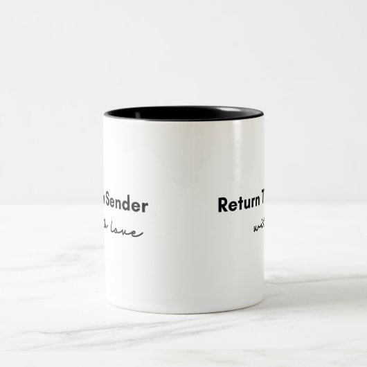 Terug naar Afzender met Liefdesquote Tweekleurige Koffiemok (Center)