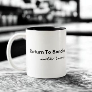 Terug naar Afzender met Liefdesquote Tweekleurige Koffiemok