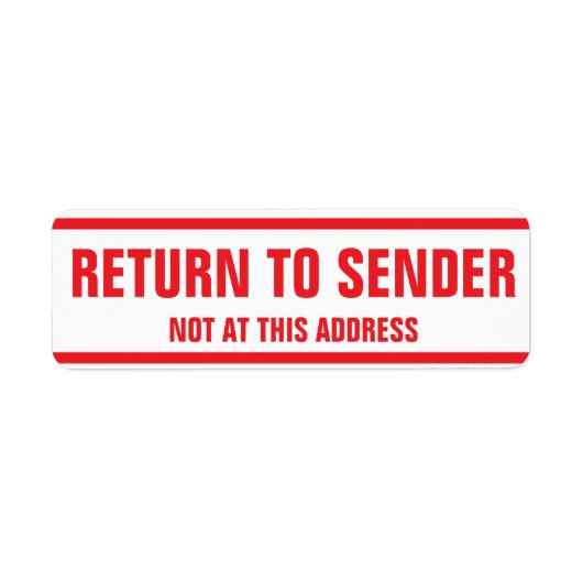 Terug naar afzender Niet op dit adres Etiket (Voorkant)