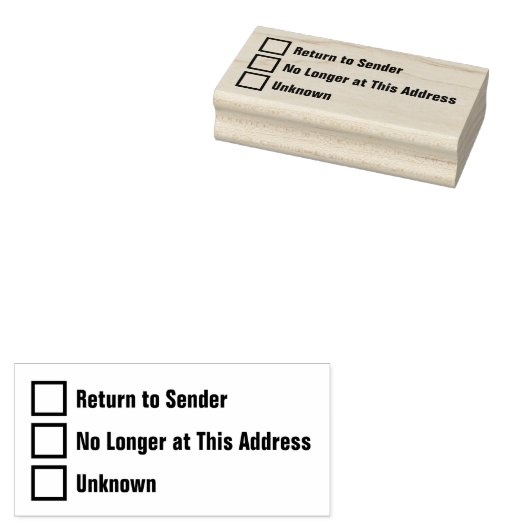 Terug naar Afzender Onbekend adres Vink vakjes aan Rubberstempel (Gestempeld)