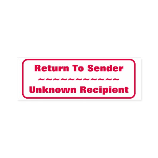 "Terug naar afzender, "Onbekende ontvanger", recht Zelfinktende Stempel (Design)