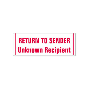 "TERUG NAAR AFZENDER", "Onbekende ontvanger", rege Zelfinktende Stempel