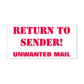 "TERUG NAAR AFZENDER!", "ONGEWENSTE MAIL" Rubber S Zelfinktende Stempel (Design)