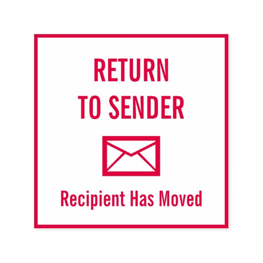 "TERUG NAAR AFZENDER", "Ontvanger is verhuisd" Zelfinktende Stempel (Design)