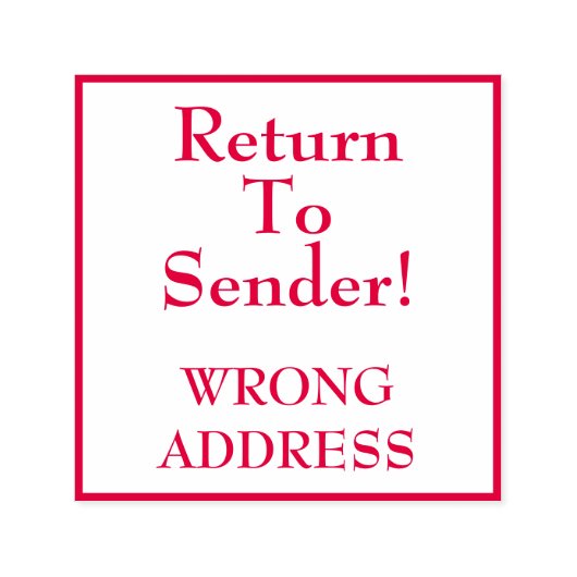"Terug naar afzender!" "VERKEERD ADRES" Rubberen s Zelfinktende Stempel (Design)