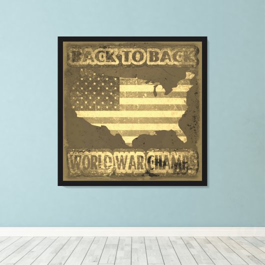 Terug naar Back World War Champs Canvas Afdruk (Insitu (Houten vloer))