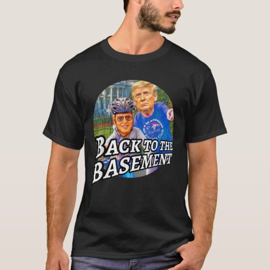 Terug naar Basement Biden Trump Bicycle T-shirt (Voorkant)