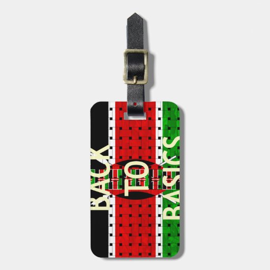 Terug naar Basics: Kenia Vlag Thema Weven Cultuur Bagagelabel (Voorkant verticaal)