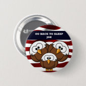 "TERUG NAAR BED JOE" KNOP RONDE BUTTON 5,7 CM (Voorkant /achterkant)