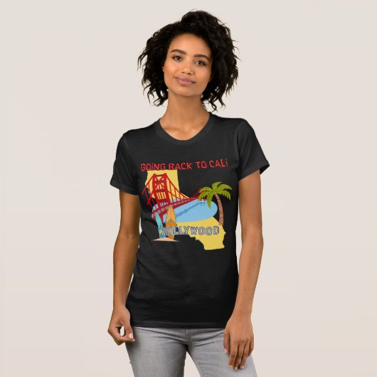 Terug naar Cali Dames Bella+Canvas Donker T-shirt (Voorkant volledig)