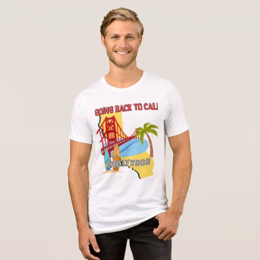 Terug naar Cali Heren Bella+Canvas Tri-Blend Shirt (Voorkant volledig)