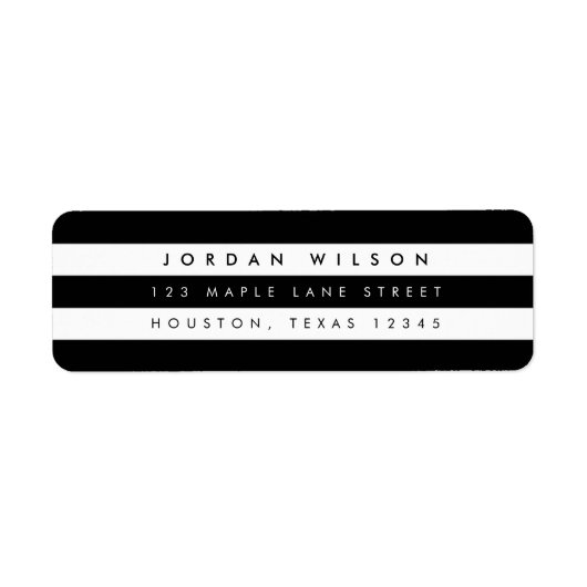 Terug naar Chic Black & White Stripes-adres Etiket (Voorkant)