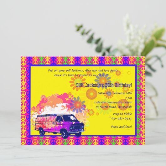 Terug naar de 60's Invitation Kaart (Staand voorkant)