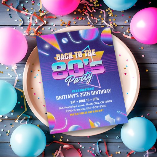 Terug naar de 80'er verjaardagsfeest uitnodiging