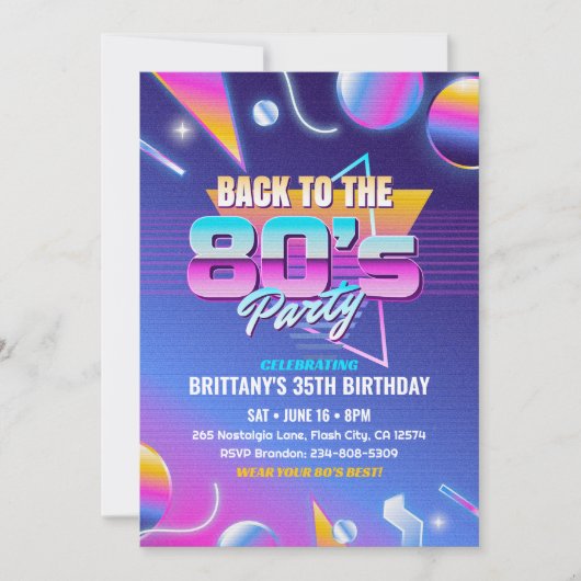 Terug naar de 80'er verjaardagsfeest uitnodiging (Voorkant)