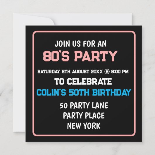 Terug naar de 80's kaart (Achterkant)