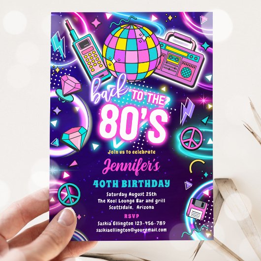 Terug naar de 80s Neon Disco 40e verjaardag Kaart
