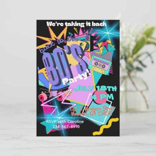 Terug naar de 80's Party Invitation (Staand voorkant)