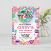 Terug naar de 80's Retro Girl verjaardag uitnodigi Kaart (Staand voorkant)