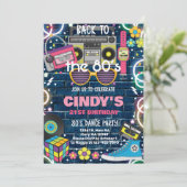 Terug naar de 80's Retro verjaardagsuitnodiging. Kaart (Staand voorkant)