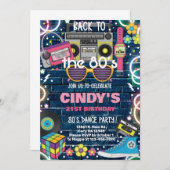 Terug naar de 80's Retro verjaardagsuitnodiging. Kaart (Voorkant / Achterkant)