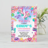 Terug naar de 80's rolschaatsen verjaardag uitnodi kaart (Staand voorkant)