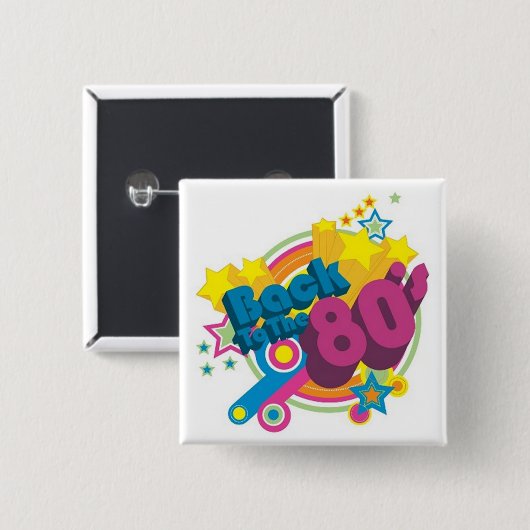 Terug naar de 80's Square Retro 80's Button (Voorkant /achterkant)