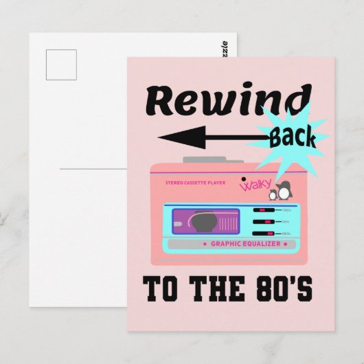 Terug naar de 80's terugspoelen briefkaart (Voorkant / Achterkant)