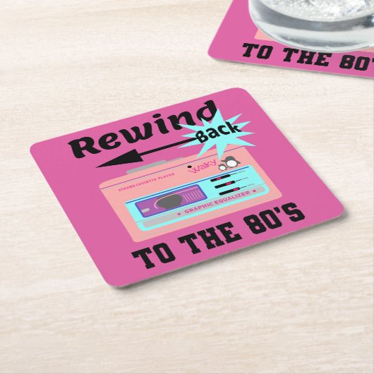 Terug naar de 80's terugspoelen kartonnen onderzetters (Schuin)