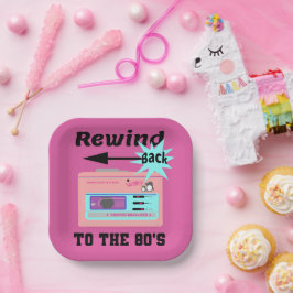 Terug naar de 80's terugspoelen papieren bordje
