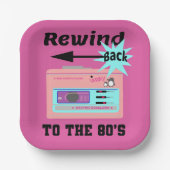 Terug naar de 80's terugspoelen papieren bordje (Voorkant)